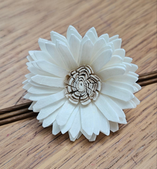 Handmade Flowers - Sola Flower - White Zinnia with Brown Centre - 5-6cm