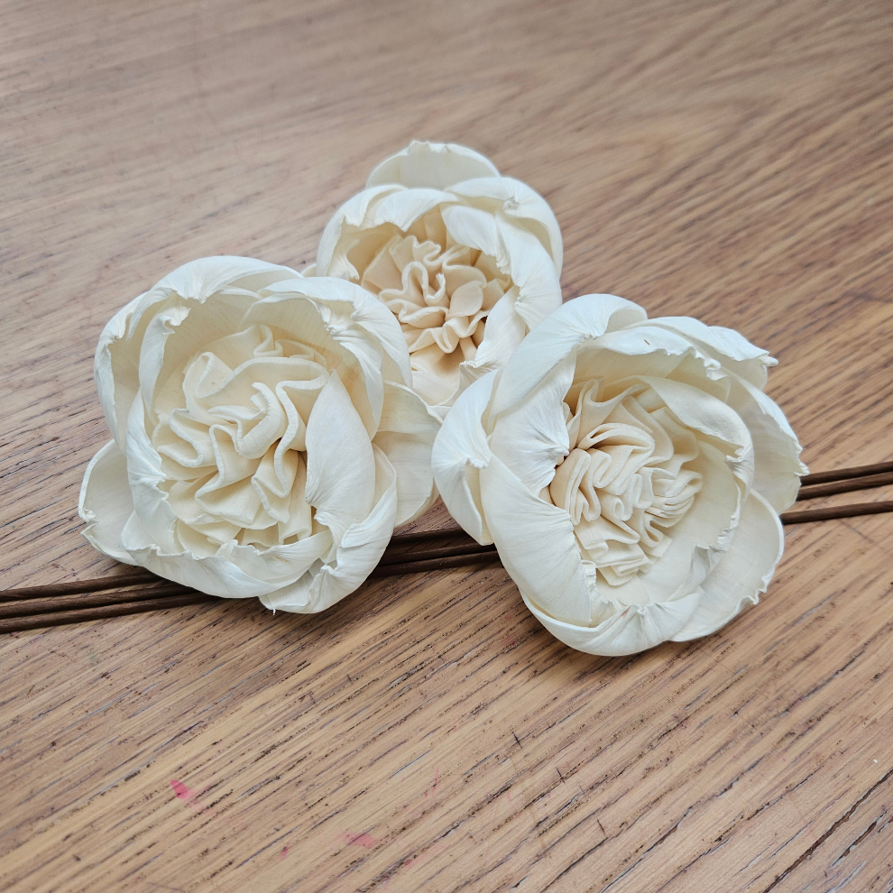 Handmade Flowers - Sola Flower - White Ruffled Dahlia - 8/9cm